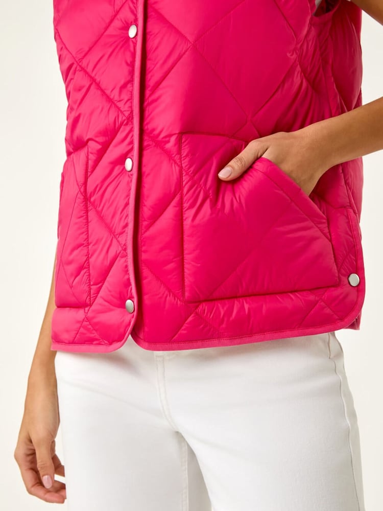 Roman Pink Quilted Funnel Neck Lined Gilet - Image 5 of 5 Roman Pink Quilted Funnel Neck Lined Gilet - Image 5 of 5
