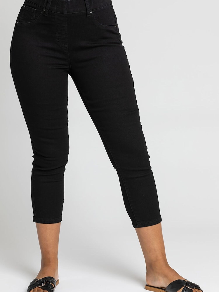 Roman Black Petite Stretch Crop Denim Leggings - Image 1 of 4
