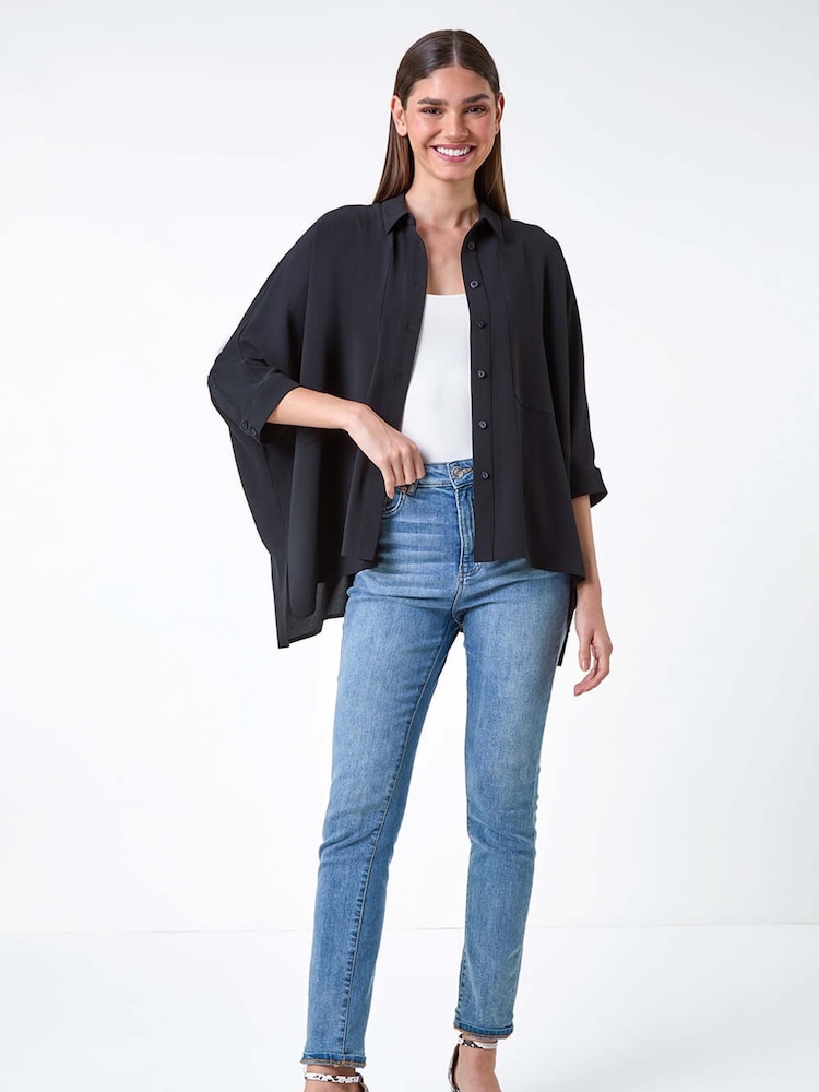 Roman Black Relaxed Smart Stretch Shirt - Image 2 of 5