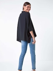 Roman Black Relaxed Smart Stretch Shirt - Image 3 of 5