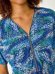 Roman Textured Print Zip Stretch Top - Afbeelding 5 van 5