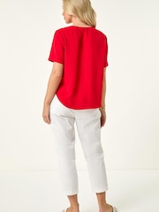 Roman Red Button Through Blouse - Image 2 of 5
