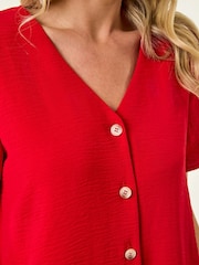 Roman Red Button Through Blouse - Image 3 of 5