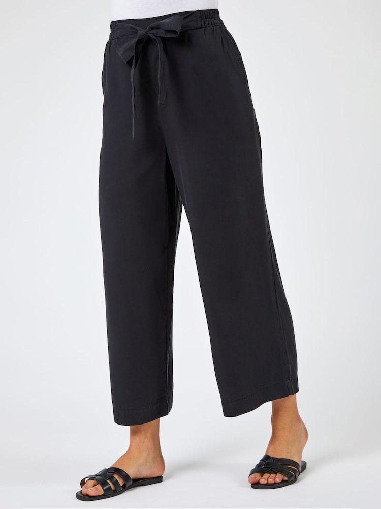 Roman Black Waist Tie Detail Culottes - Image 1 of 4 Roman Black Waist Tie Detail Culottes - Image 1 of 4