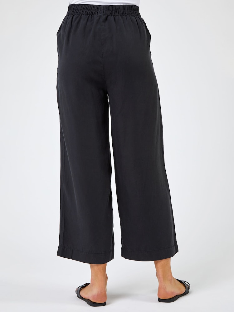 Roman Black Waist Tie Detail Culottes - Image 2 of 4 Roman Black Waist Tie Detail Culottes - Image 2 of 4