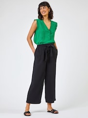 Roman Black Waist Tie Detail Culottes - Image 3 of 4