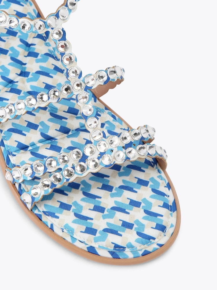 Carvela Blue Confetti Flat Sandals - Image 4 of 4