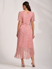 Jolie Moi Pink Chiffon Pleated Maxi Dress - Image 2 of 6