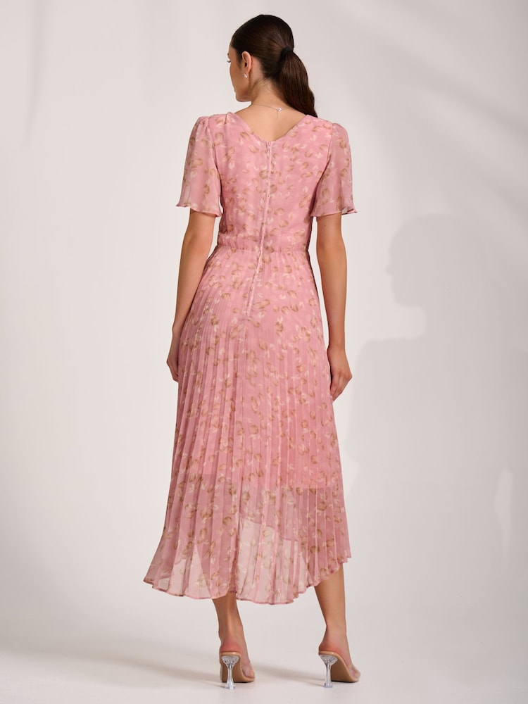 Jolie Moi Pink Chiffon Pleated Maxi Dress - Image 2 of 6