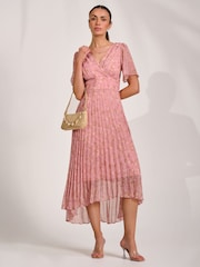 Jolie Moi Pink Chiffon Pleated Maxi Dress - Image 4 of 6