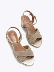 Carvela Gold Wide Fit Divine Block Sandals - Image 2 of 4