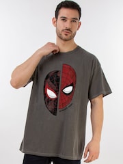 Brands In Grey Marvel Spider-Man Miles Morales Face T-Shirt - Image 1 of 5