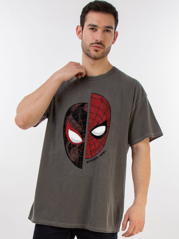 Brands In Grey Marvel Spider-Man Miles Morales Face T-Shirt - Image 1 of 5