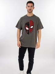 Brands In Grey Marvel Spider-Man Miles Morales Face T-Shirt - Image 2 of 5