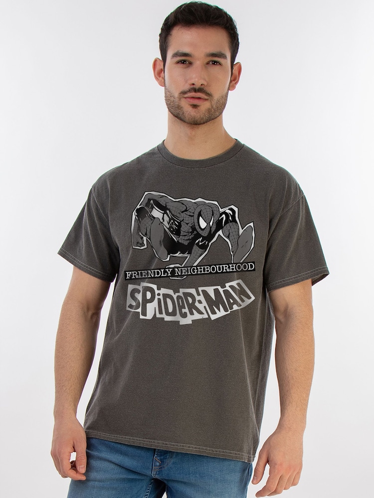 Brands In Black Marvel Spider-Man Friendly T-Shirt - Image 1 of 5 Brands In Black Marvel Spider-Man Friendly T-Shirt - Image 1 of 5