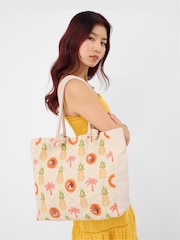 Accessorize Orange Pineapple Embroidered Beach Bag - Image 3 of 3