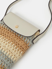 Accessorize Cream Raffia Phone Bag - Image 2 of 3