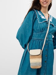 Accessorize Cream Raffia Phone Bag - Image 3 of 3