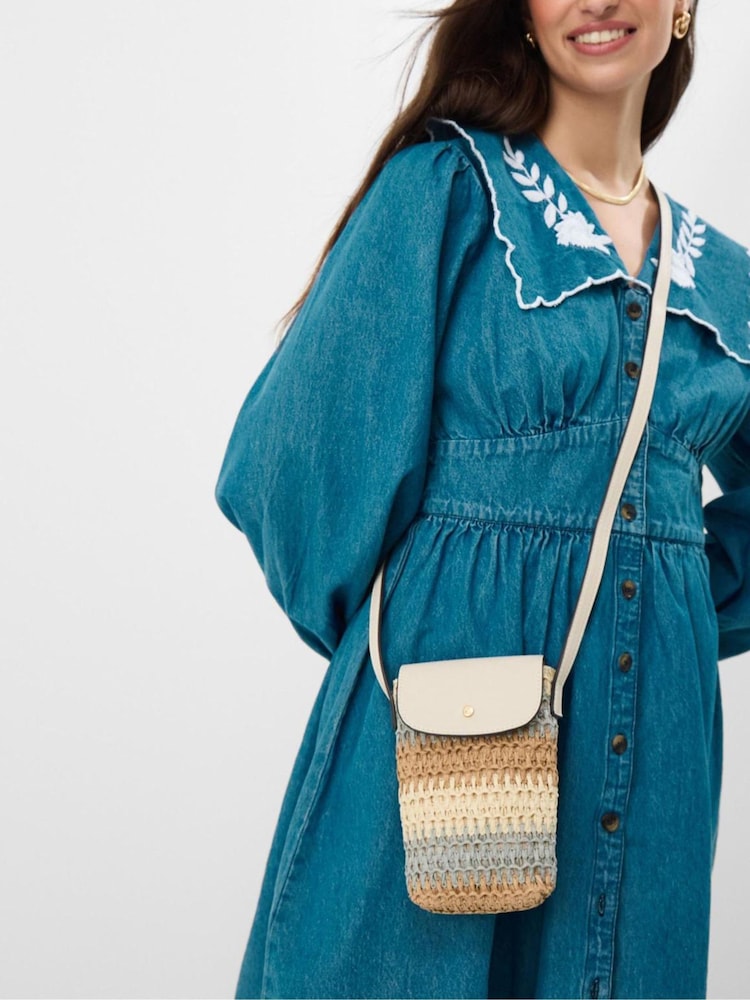 Accessorize Cream Raffia Phone Bag - Image 3 of 3