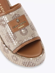 Kurt Geiger London Brown Monogram Flatform Sandals - Image 4 of 4