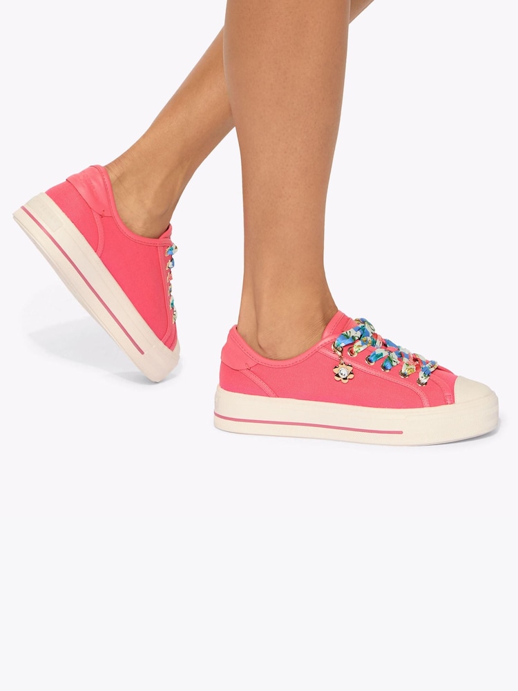 Kurt Geiger London Pink Lace Up Trainers - Image 1 of 5 Kurt Geiger London Pink Lace Up Trainers - Image 1 of 5