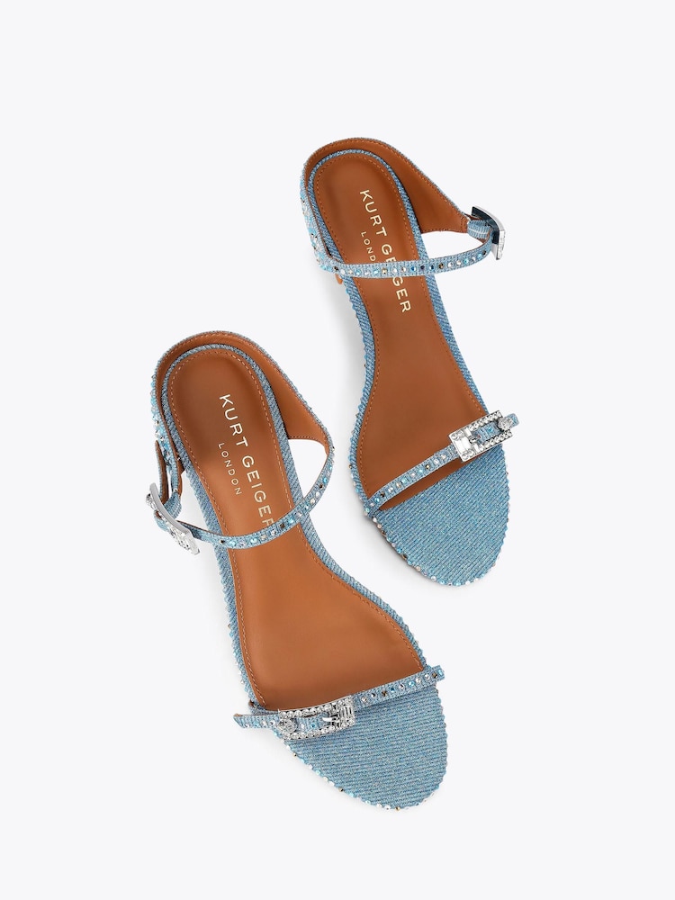 Kurt Geiger London Blue Strass Double Buckle Sandals - Image 2 of 4