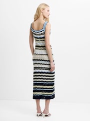 French Connection White Striped London Knit Midi Dress - Image 2 of 6