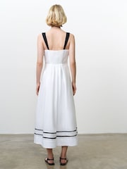 French Connection White Cambria Cotton Embroidered Bust Midi Dress - Image 2 of 5