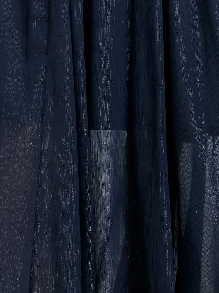 French Connection Blue Beth Lurex Halterneck Maxi Dress - Image 6 of 6