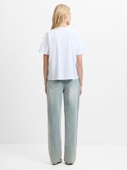 French Connection White Cotton Crepe Mix Ruffle T-Shirt - Image 3 of 5