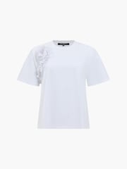 French Connection White Cotton Crepe Mix Ruffle T-Shirt - Image 5 of 5