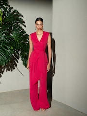 French Connection Pink Tiana Self Tie V-Neck Waistcoat - Image 1 of 5