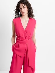 French Connection Pink Tiana Self Tie V-Neck Waistcoat - Image 3 of 5