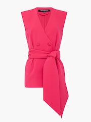 French Connection Pink Tiana Self Tie V-Neck Waistcoat - Image 5 of 5