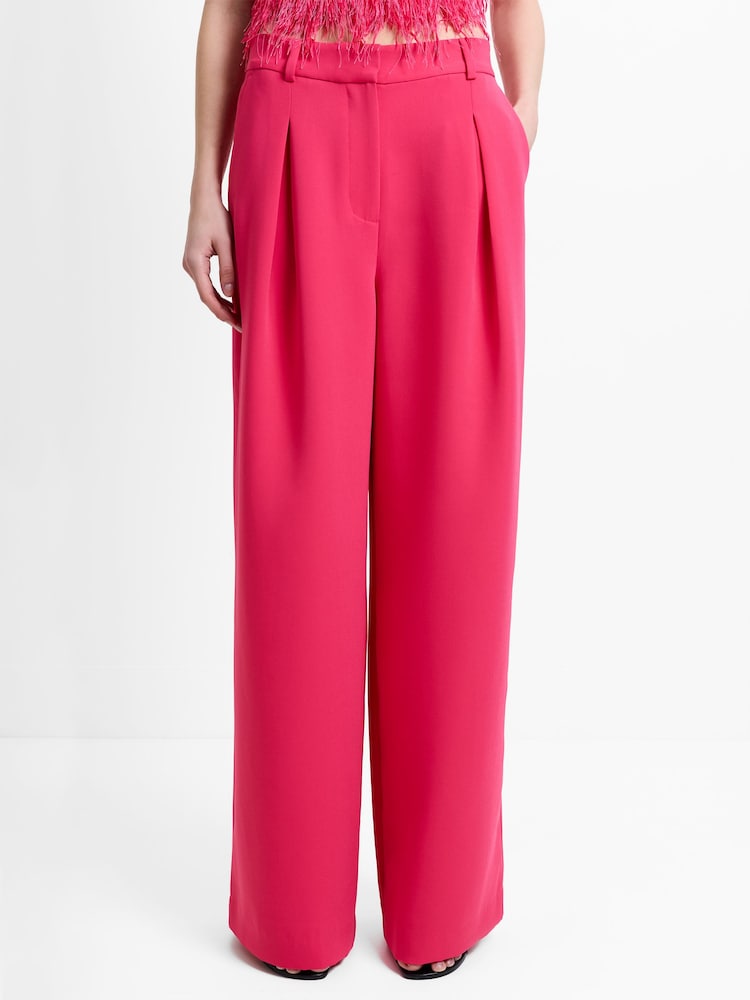 French Connection Pink Tiana Crepe Pleated Wide Leg Trousers - Image 2 of 6 French Connection Pink Tiana Crepe Pleated Wide Leg Trousers - Image 2 of 6