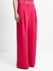 French Connection Pink Tiana Crepe Pleated Wide Leg Trousers - Image 4 of 6