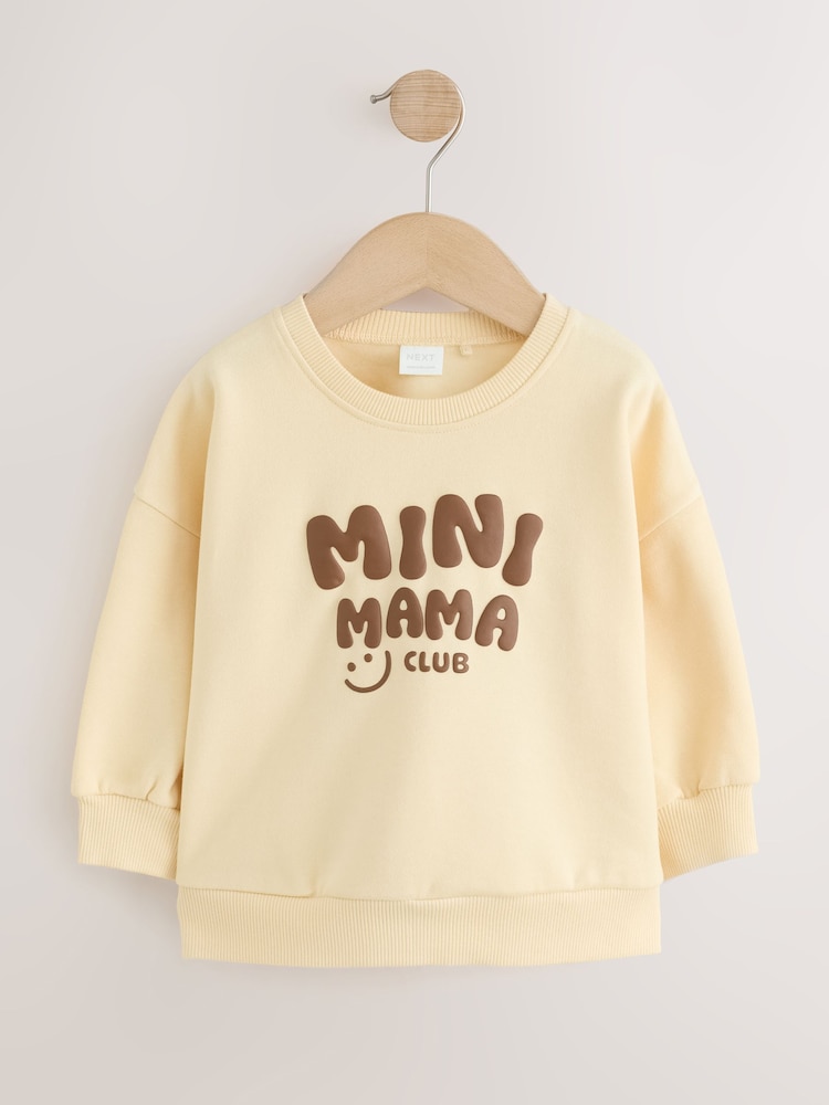 Butter Yellow Mini Mama Crew Neck Sweatshirt (3mths-7yrs) - Image 1 of 4 Butter Yellow Mini Mama Crew Neck Sweatshirt (3mths-7yrs) - Image 1 of 4