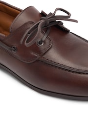 Tommy Hilfiger Brown Leather Flexible Boat Shoes - Image 6 of 8