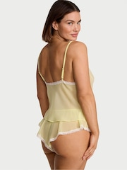 Victoria's Secret Lemonade Yellow Chiffon Lace Trim Cami Flutter Shorts Set - Image 2 of 2