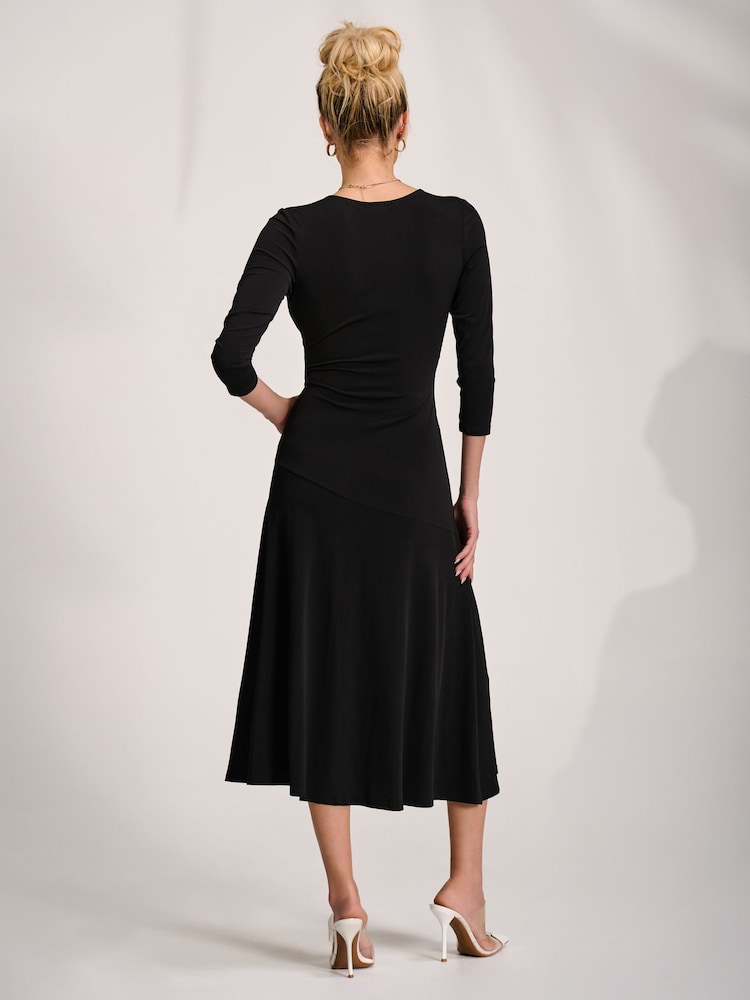 Jolie Moi Black Fit and Flare Jersey Midi Dress - Image 2 of 6