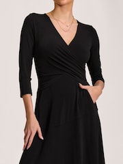 Jolie Moi Black Fit and Flare Jersey Midi Dress - Image 3 of 6
