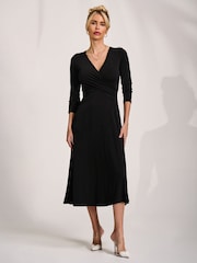 Jolie Moi Black Fit and Flare Jersey Midi Dress - Image 5 of 6