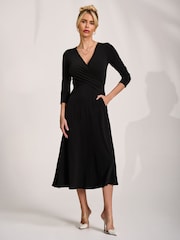 Jolie Moi Black Fit and Flare Jersey Midi Dress - Image 6 of 6