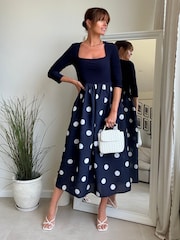 Style Cheat Polka Dot Fit And Flare Midi Dress - Image 1 de 4