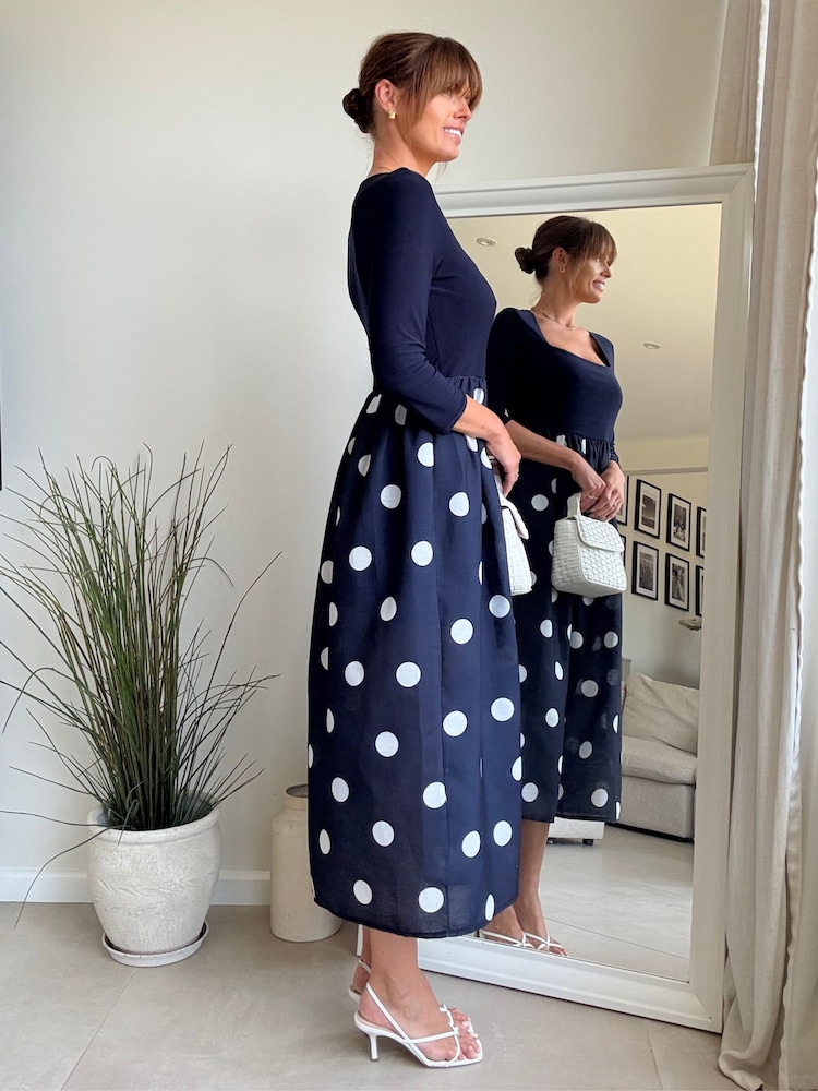 Style Cheat Polka Dot Fit And Flare Midi Dress - Image 2 de 4 Style Cheat Polka Dot Fit And Flare Midi Dress - Image 2 de 4