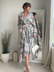 Style Cheat Pink Daphne Floral Belted Shirt Dress - Image 1 of 4