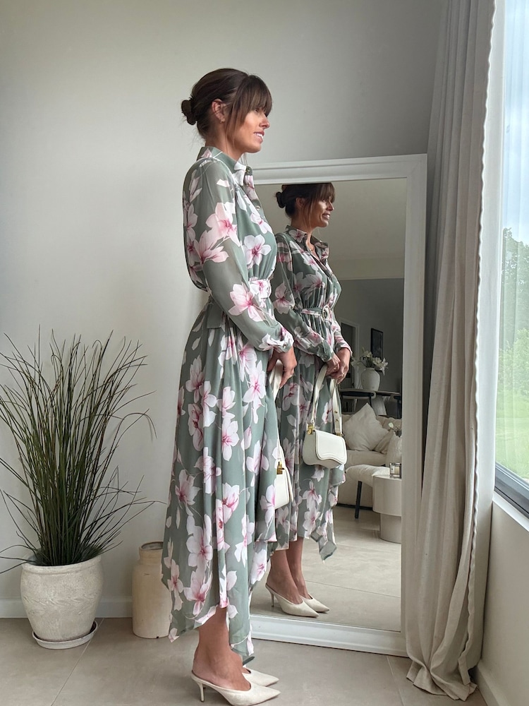 Style Cheat Pink Daphne Floral Belted Shirt Dress - Image 2 of 4