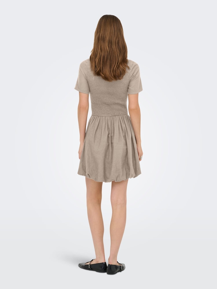 knee length dresses for ladies High Low Linen Dress / White main image 0