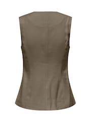 ONLY Grey Khaki V-Neck Button Through Tailored Waistcoat - Image 4 of 4