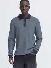 Blend Blue Boyd Long Sleeve Knitted Polo Top - Image 1 of 4